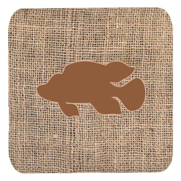 Carolines Treasures Fish - Tropical Fish Burlap And Brown Foam Coasters- Set of 4 - BB1013-BL-BN-FC