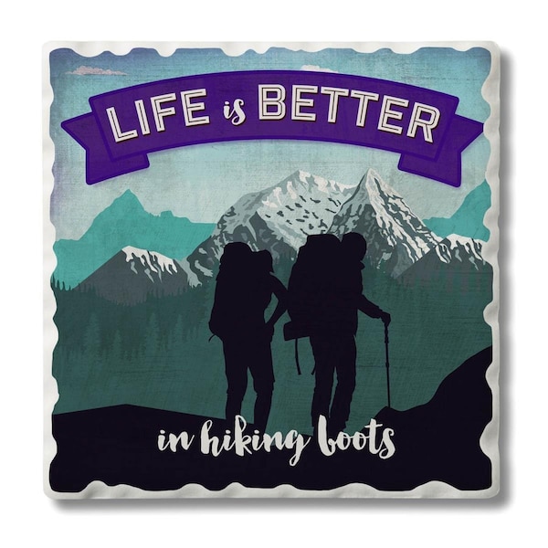 Counterart Counter Art CART0201594 Life is Better in Hiking Single Tumbled Tile Coaster - CART0201594