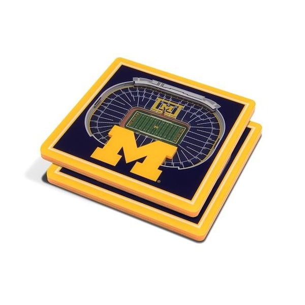 You The Fan YouTheFan 7015088 NCAA Michigan Wolverines Michigan Stadium 3D StadiumViews Coaster Set - Pack of 2 - 7015088