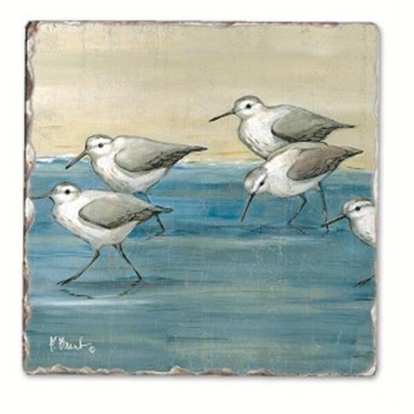 Counterart Counter Art CART11914 Sandpipers on the Beach Single Tumbled Tile Coaster - CART11914