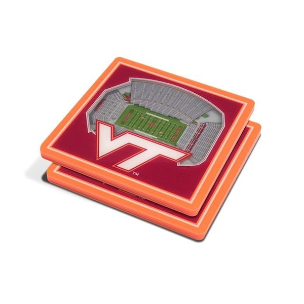 You The Fan YouTheFan 5022920 NCAA Virginia Tech Hokies Lane Stadium Worsham Field 3D StadiumViews Coaster Set - Pack of 2 - 5022920