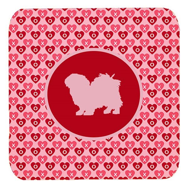 Carolines Treasures Tibetan Spaniel Valentine Hearts Foam Coasters, 3.5 x 3.5 in., 4PK - SDK1152-A-FC