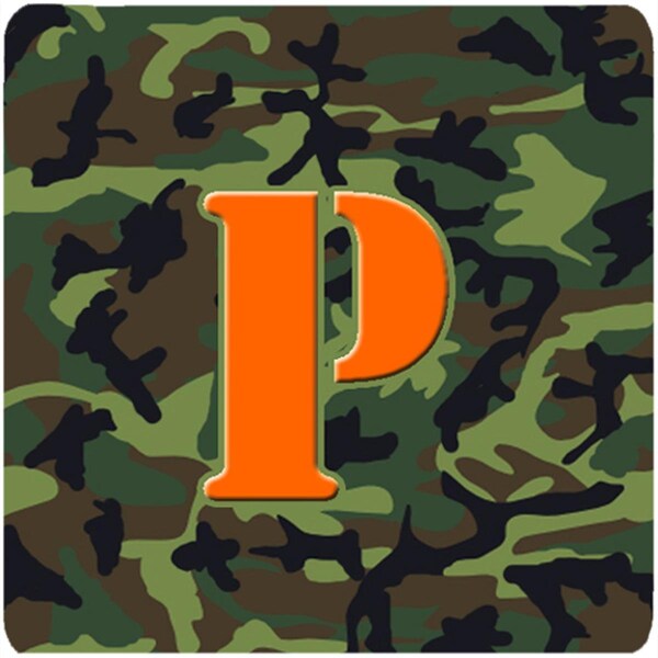 Carolines Treasures Monogram - Camo Green Foam Coasters- Initial Letter P, 3.5 x 3.5 in., 4PK - CJ1030-PFC