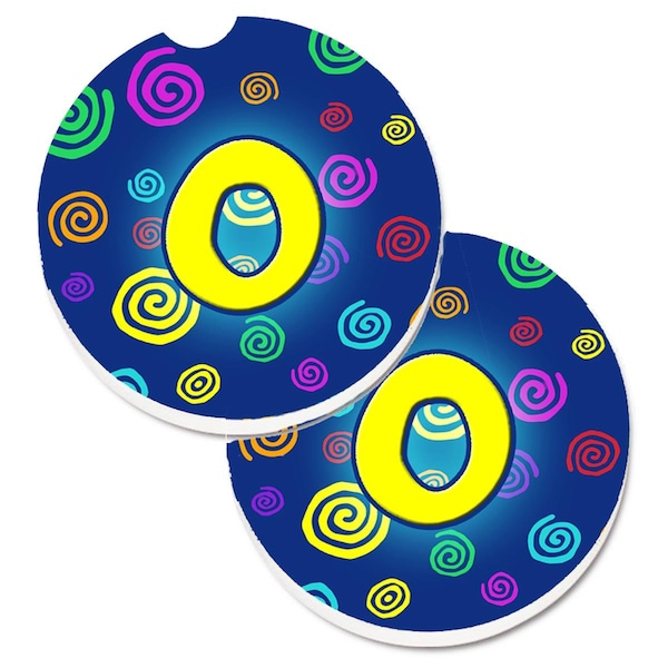 Carolines Treasures Letter O Initial Monogram Blue Swirls Cup Holder Car Coaster, 2PK - CJ1011-OCARC