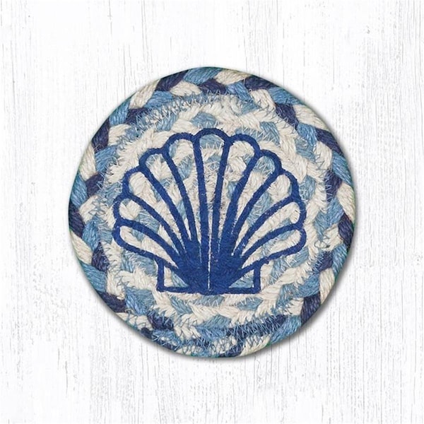 Palacedesigns 5 in. Blue Scallop Individual Coaster Rug - PA2845075