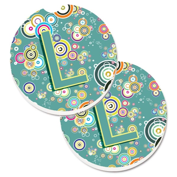 Carolines Treasures Letter L Circle Circle Teal Initial Alphabet Cup Holder Car Coaster, 2PK - CJ2015-LCARC