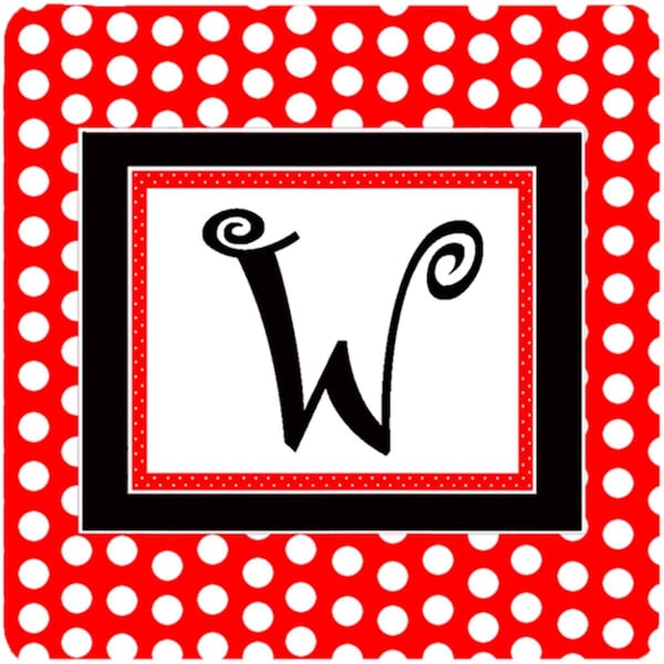 Carolines Treasures Monogram - Red Black Polka Dots Foam Coasters Initial Letter W, 4PK - CJ1012-WFC