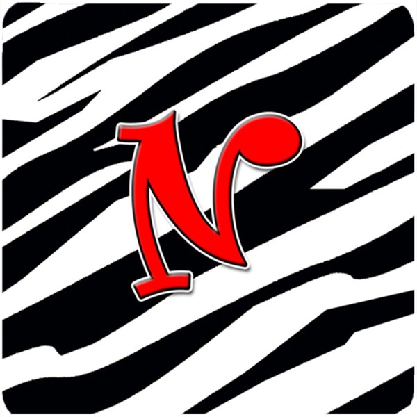 Carolines Treasures Monogram - Zebra Red Foam Coasters- Initial Letter N, 3.5 x 3.5 in., 4PK - CJ1024-NFC