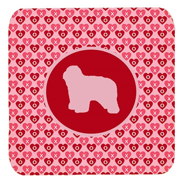 Carolines Treasures Polish Lowland Sheepdog Valentine Hearts Foam Coasters, 3.5 x 3.5 in., 4PK - SDK1144-A-FC