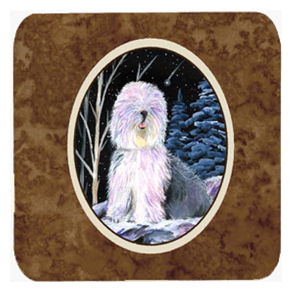 Carolines Treasures Starry Night Old English Sheepdog Foam Coasters- 3.5 x 3.5 In., 4PK - SS8409FC