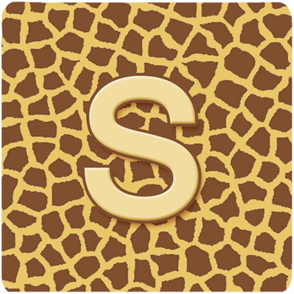 Carolines Treasures Monogram - Giraffe Foam Coasters- Initial Letter S, 3.5 x 3.5 in., 4PK - CJ1025-SFC