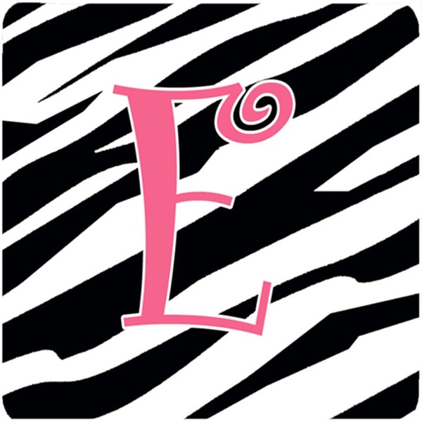 Carolines Treasures Monogram - Zebra Stripe And Pink Foam Coasters, Initial Letter E, 4PK - CJ1037-EFC