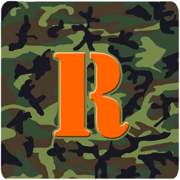 Carolines Treasures Monogram - Camo Green Foam Coasters- Initial Letter R, 3.5 x 3.5 in., 4PK - CJ1030-RFC