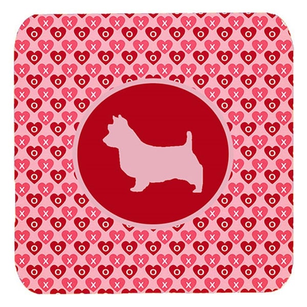 Carolines Treasures Australian Terrier Valentine Hearts Foam Coasters, 3.5 x 3.5 in., 4PK - SDK1009-A-FC