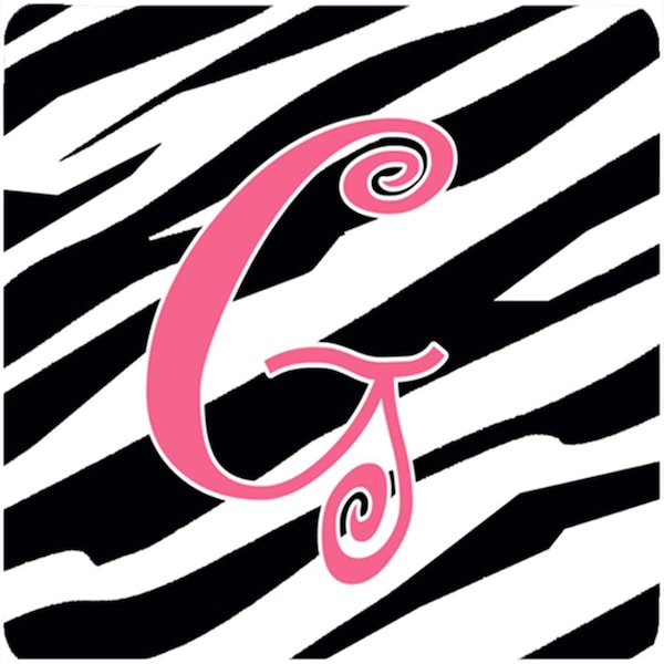 Carolines Treasures Monogram - Zebra Stripe And Pink Foam Coasters, Initial Letter G, 4PK - CJ1037-GFC