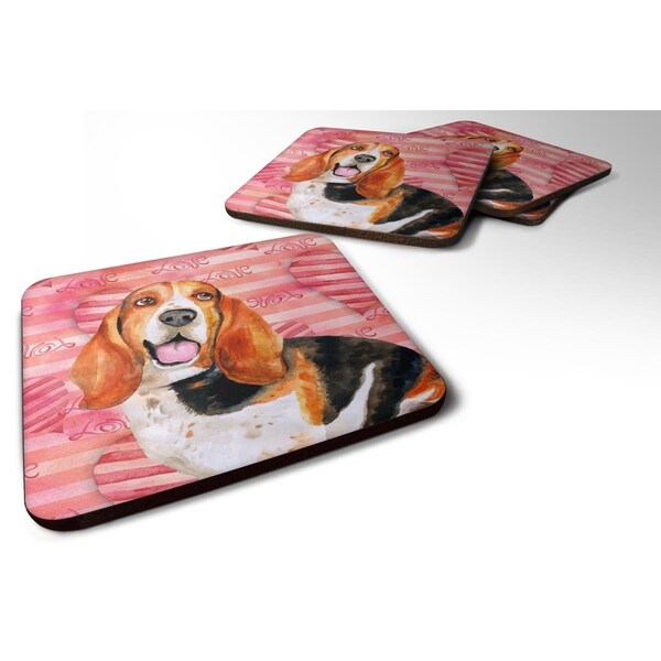 Carolines Treasures Basset Hound Love Foam Coaster - Set of 4 - BB9791FC