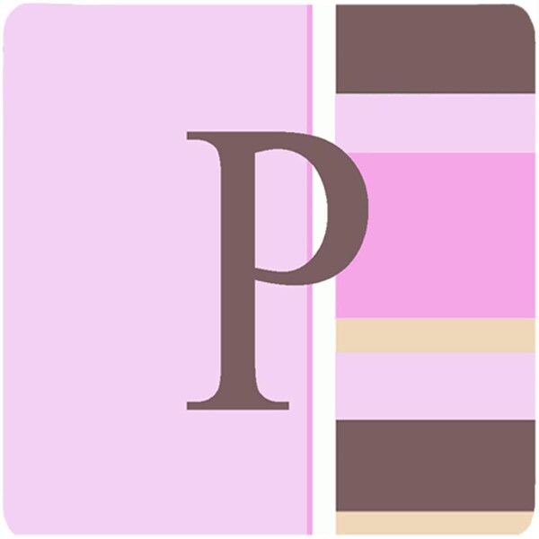 Carolines Treasures Monogram - Pink Stripes Foam Coasters Initial Letter P- Set of 4 - CJ1005-PFC