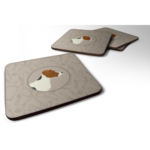 Carolines Treasures Jack Russell Terrier in the Kitchen Foam Coasters - Set of 4 - CK2194FC