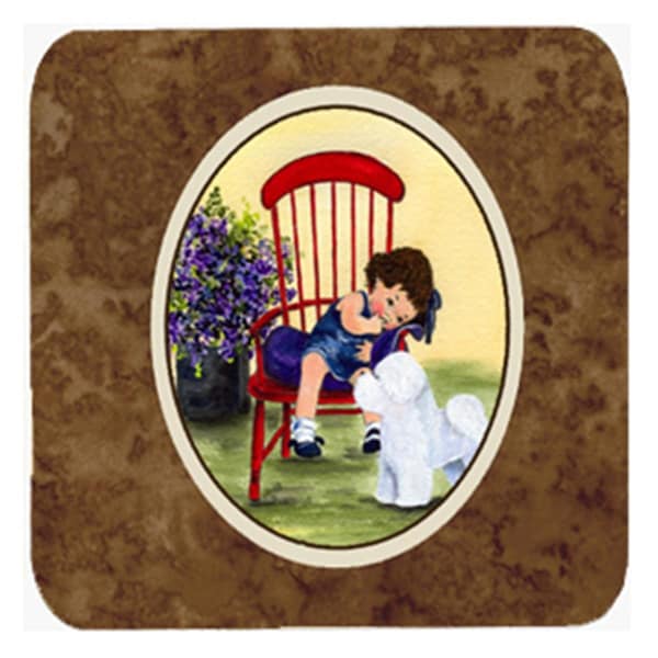 Carolines Treasures Little Girl With Her Bichon Frise Foam Coasters- Set of 4 - SS8533FC