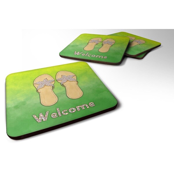 Carolines Treasures Flip Flops Welcome Foam Coasters - Set of 4 - BB7454FC