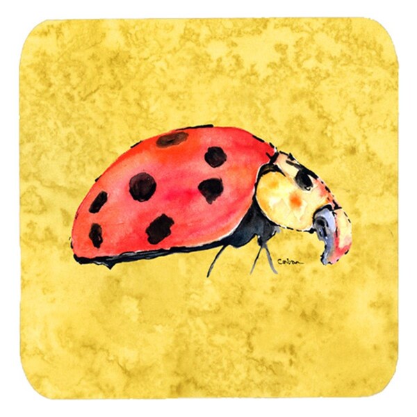Carolines Treasures Lady Bug On Yellow Foam Coasters- Set of 4 - 8867FC