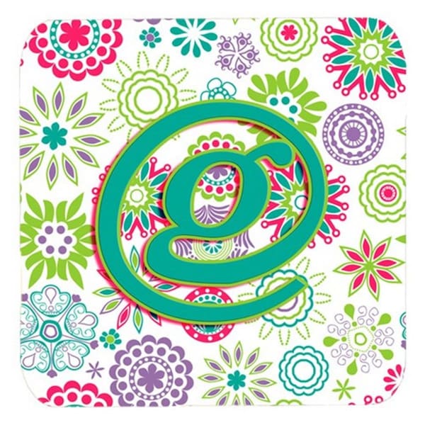 Carolines Treasures Letter G Flowers Pink Teal Green Initial Foam Coasters- Set of 4 - CJ2011-GFC