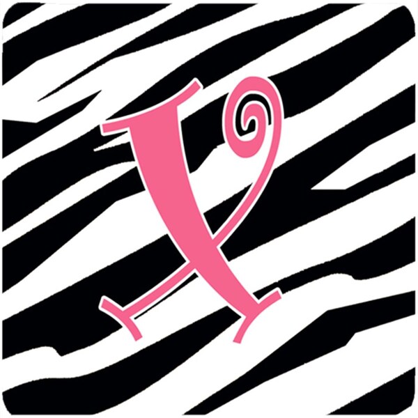 Carolines Treasures Monogram - Zebra Stripe And Pink Foam Coasters, Initial Letter X, 4PK - CJ1037-XFC
