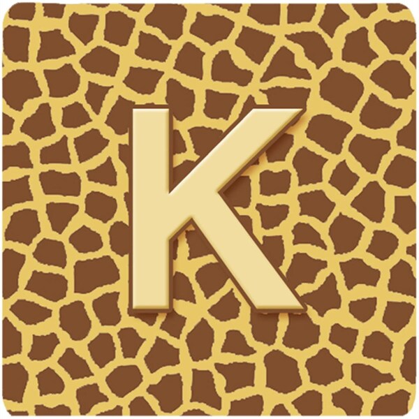 Carolines Treasures Monogram - Giraffe Foam Coasters- Initial Letter K, 3.5 x 3.5 in., 4PK - CJ1025-KFC