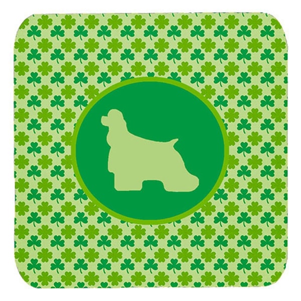 Carolines Treasures Cocker Spaniel Lucky Shamrock Foam Coasters- Set of 4 - SDK1022-C-FC