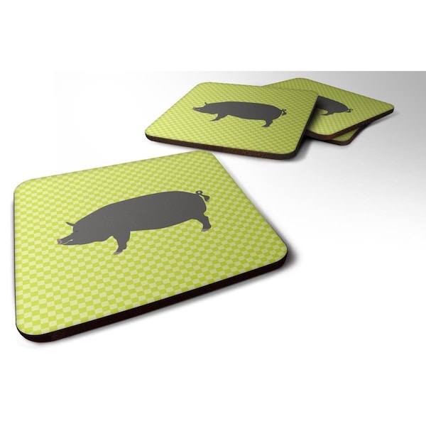 Carolines Treasures Berkshire Pig Green Foam Coaster, Set of 4 - BB7759FC