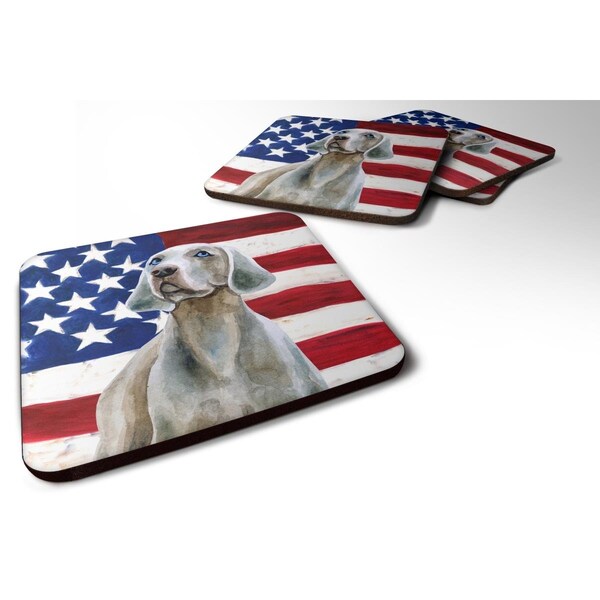 Carolines Treasures Weimaraner Patriotic Foam Coaster, 3.5 x 3.5 in. - Set of 4 - BB9674FC