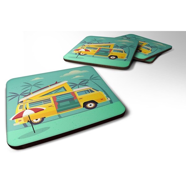 Carolines Treasures Greatest Adventure Camper Van Foam Coasters - Set of 4 - BB5477FC