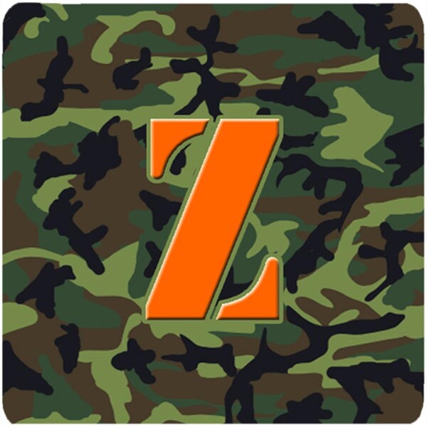 Carolines Treasures Set of 4 Monogram - Camo Green Foam Coasters Initial Letter Z - CJ1030-ZFC