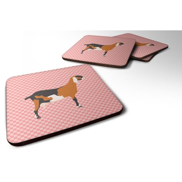 Carolines Treasures Anglo Nubian Goat Pink Check Foam Coaster, Set of 4 - BB7883FC