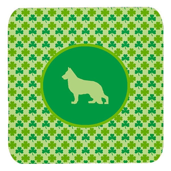 Carolines Treasures German Shepherd Lucky Shamrock Foam Coasters- Set of 4 - SDK1129-C-FC