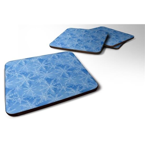 Carolines Treasures Carolines Treasures BB7576FC Watercolor Dark Blue Winter Snowflakes Foam Coaster; Set of 4 - BB7576FC