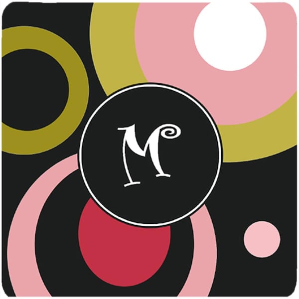 Carolines Treasures Monogram - Retro In Black Foam Coasters - Set of 4- 3.5 x 3.5 In. - AM1001-MFC