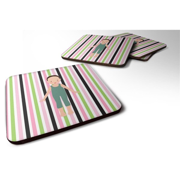 Carolines Treasures Dancer Bikatard Flex Hands Foam Coaster, Set of 4 - BB5186FC