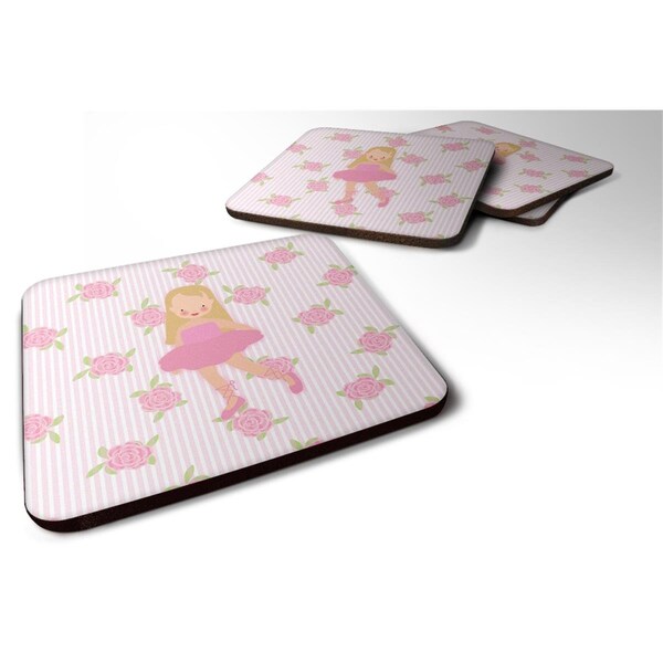 Carolines Treasures Ballerina Long Haired Blonde Foam Coaster, Set of 4 - BB5185FC