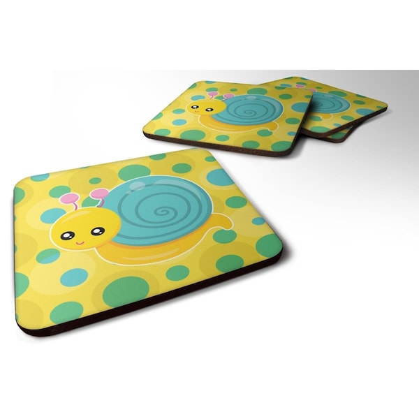 Carolines Treasures Snail on Polkadots Foam Coasters - Set of 4 - BB7104FC