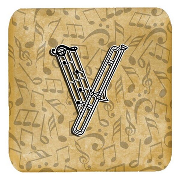 Carolines Treasures Letter V Musical Instrument Alphabet Foam Coasters- Set of 4 - CJ2004-VFC