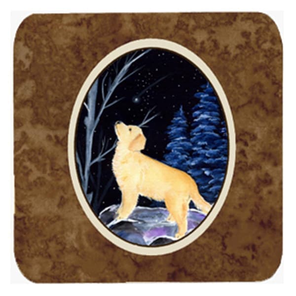 Carolines Treasures Starry Night Golden Retriever Foam Coasters - Set of 4- 3.5 x 3.5 In. - SS8392FC