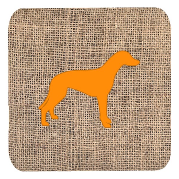Carolines Treasures Greyhound Burlap And Orange Foam Coasters- Set of 4 - BB1086-BL-OR-FC