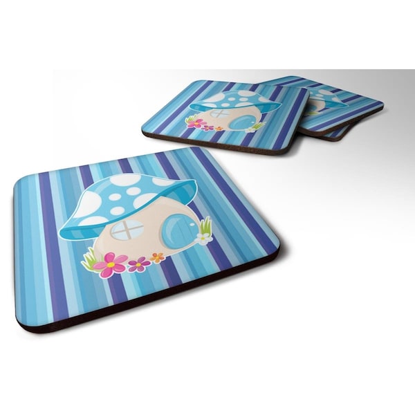 Carolines Treasures Fairy House Blue Stripes Foam Coasters - Set of 4 - BB6911FC