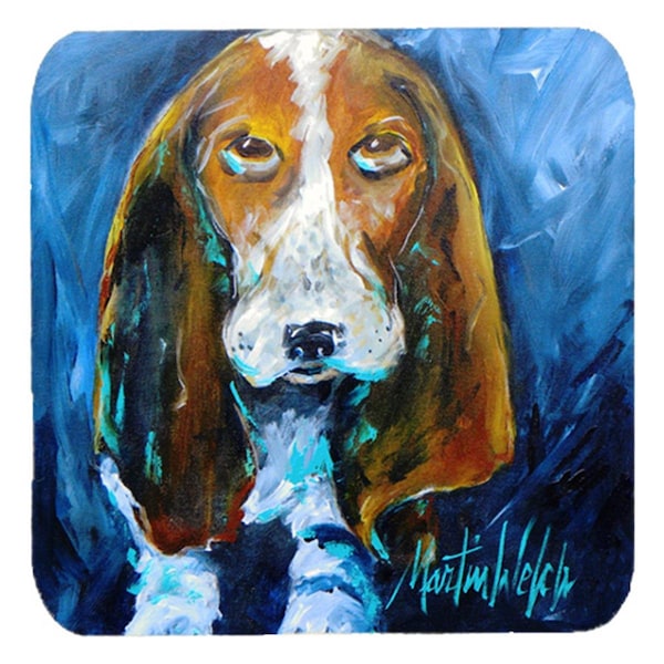 Carolines Treasures Dog - Basset Hound You Talking About Me Foam Coasters- Set of 4 - MW1082FC