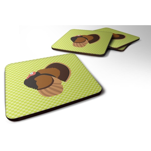 Carolines Treasures Bronze Turkey Green Foam Coaster, Set of 4 - BB7812FC