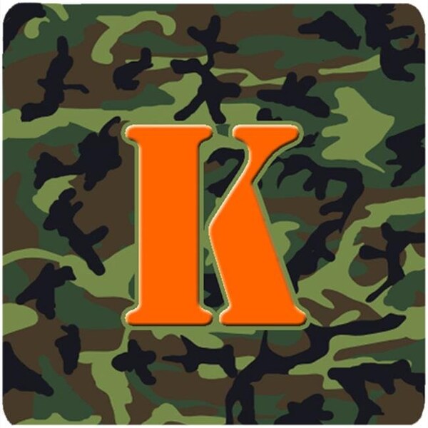 Carolines Treasures Carolines Treasures CJ1030-KFC Monogram - Camo Green Foam Coasters; Initial Letter K - Set 4; 3.5 x 3.5 In. - CJ1030-KFC