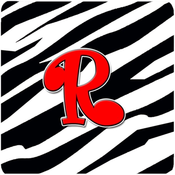 Carolines Treasures Monogram - Zebra Red Foam Coasters- Initial Letter R, 3.5 x 3.5 in., 4PK - CJ1024-RFC