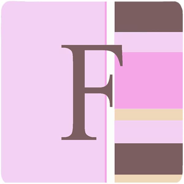 Carolines Treasures Monogram - Pink Stripes Foam Coasters Initial Letter F- Set of 4 - CJ1005-FFC