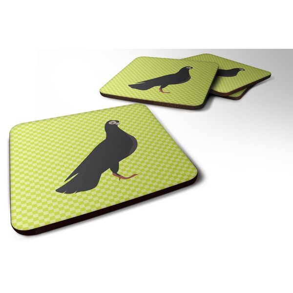Carolines Treasures Budapest Highflyer Pigeon Green Foam Coaster, Set of 4 - BB7773FC